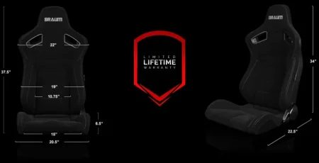 (image for) Braum Elite Black Jacqaurd Sport Reclining Seats -Grey Stitches - Pair