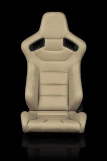 (image for) Braum Elite Beige Leatherette Carbon Fiber Mixed Sport Reclining Seats - Pair