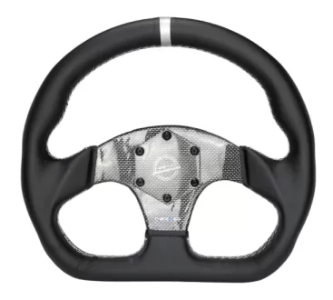 (image for) NRG FLAT BOTTOM CARBON FIBER CENTER LEATHER STEERING WHEEL