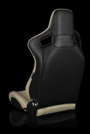 Braum Elite Beige Leatherette Carbon Fiber Mixed Sport Reclining Seats - Pair