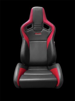 (image for) Braum Elite V2 Black and Red Leatherette Sport Reclining Seats - Pair