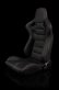 (image for) Braum Elite Black Leatherette Carbon Fiber Mixed Sport Reclining Seats - Red Stitches - Pair