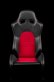 (image for) Braum Advan Black Leatherette Red Insert Fabric Carbon Fiber Mixed Sport Reclining Seats - Red Stitches - Pair