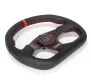 (image for) NRG FLAT BOTTOM CARBON FIBER CENTER LEATHER STEERING WHEEL