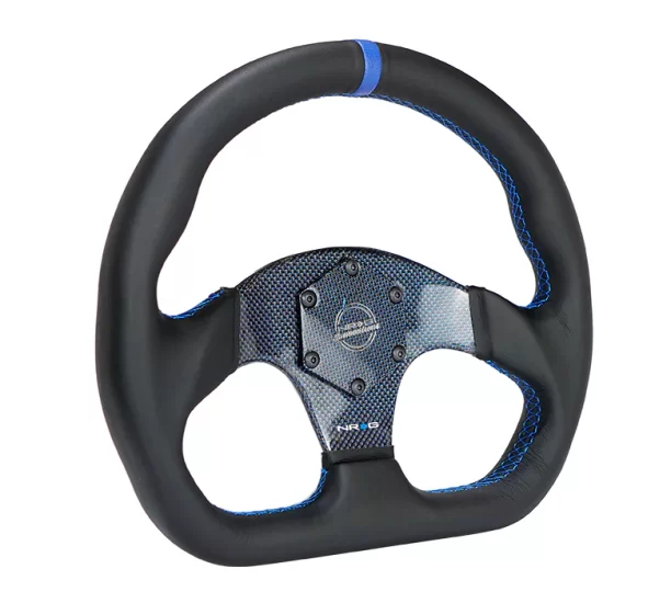 (image for) NRG FLAT BOTTOM CARBON FIBER CENTER LEATHER STEERING WHEEL - Click Image to Close