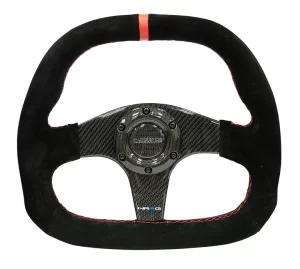 (image for) NRG CARBON FIBER STEERING WHEEL FLAT BOTTOM WRAPPED SUEDE