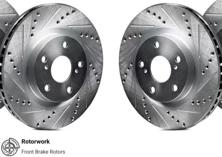 (image for) Rotorworks Genesis Coupe Brembo Drilled & Slotted Zinc Coated Rotors FRONT Pair 2010 - 2016