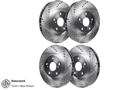 (image for) Rotorworks Genesis Coupe Brembo Drilled & Slotted Zinc Coated Rotors FRONT & REAR SET 2010 - 2016