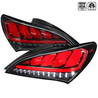 (image for) Spec-D Genesis Coupe Jet Black Housing Red Lens Sequential LED Tail Lights 2010 – 2016