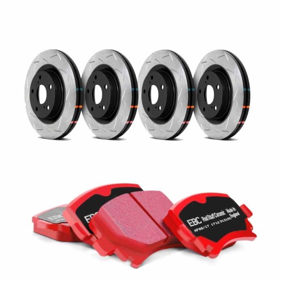 (image for) DBA KIA Stinger Brembo Slotted Rotors & EBC Brake Pads Package 2018 – 2023