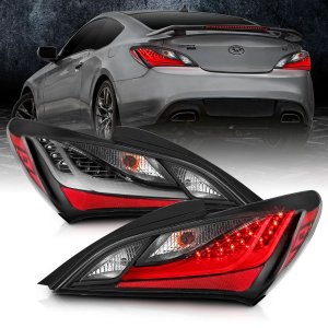 ANZO LED TAIL LIGHTS BLACK HOUSING SMOKE LENS GENESIS COUPE 2010 - 2016