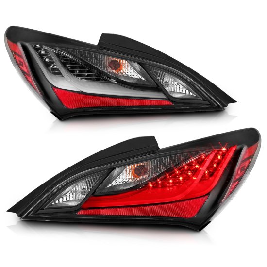 (image for) ANZO LED TAIL LIGHTS BLACK HOUSING SMOKE LENS GENESIS COUPE 2010 - 2016 - Click Image to Close