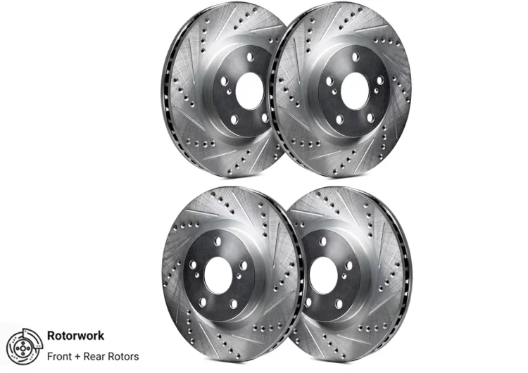 (image for) Rotorworks Genesis Coupe Brembo Drilled & Slotted Zinc Coated Rotors FRONT & REAR SET 2010 - 2016