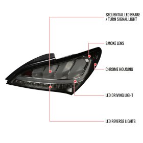 Spec-D Genesis Coupe Chrome Housing Smoked Lens Sequential LED Tail Lights 2010 – 2016