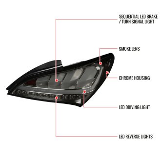 (image for) Spec-D Genesis Coupe Chrome Housing Smoked Lens Sequential LED Tail Lights 2010 – 2016