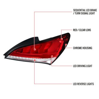 (image for) Spec-D Genesis Coupe Chrome Housing Red Lens Sequential LED Tail Lights 2010 – 2016