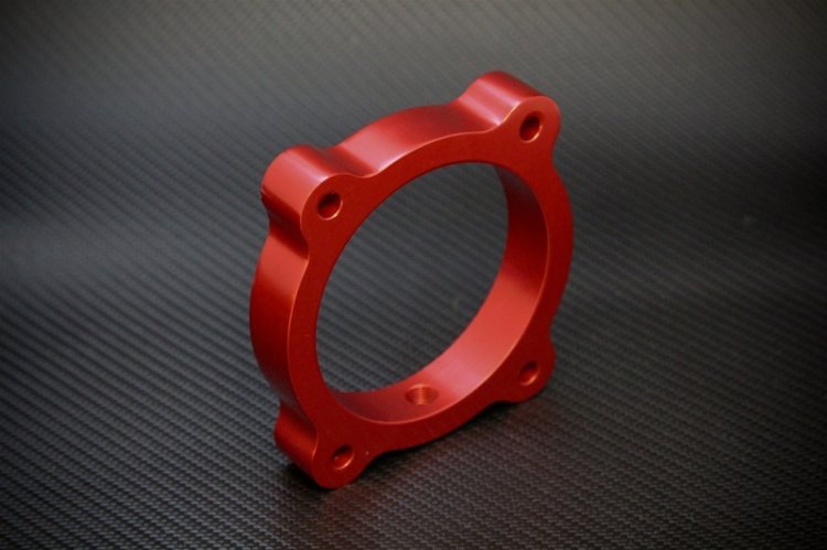 (image for) Torque Solution Genesis Coupe 3.8 Red Throttle Body Spacer 2013 - 2016 - Click Image to Close